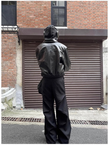 Virale Leder Bomber Jacke