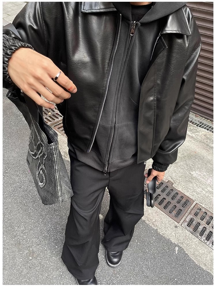 Virale Leder Bomber Jacke