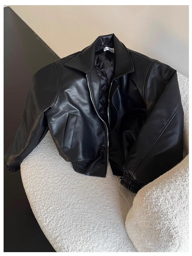Virale Leder Bomber Jacke