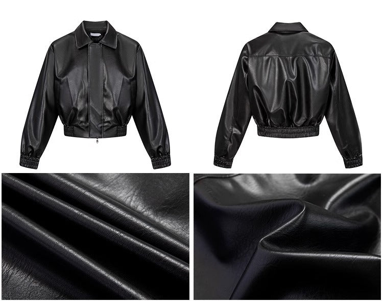 Virale Leder Bomber Jacke