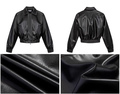 Virale Leder Bomber Jacke