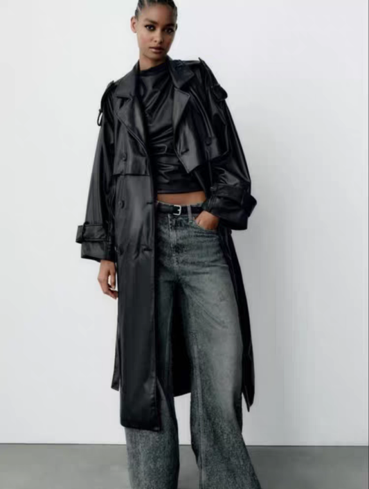 Trendy Leather Coat