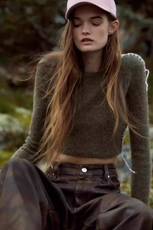 Moss Cropped Sweater